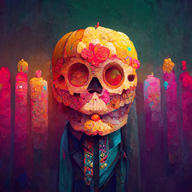 Schöne farbenfrohe Illustration des Tages der Toten Dia de Muertos