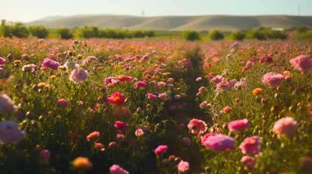 Schöne farbige Blumen auf dem Feld