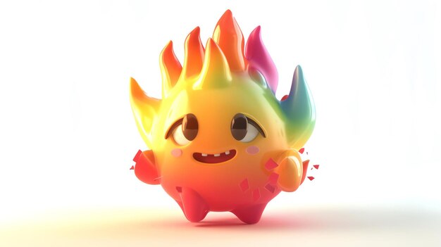 Schöne Feuer-Elemental-Maskottchen-Figur 3D-Rendering