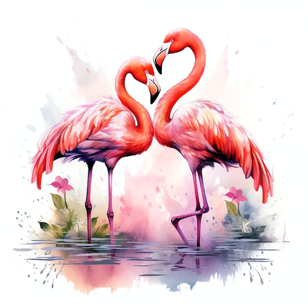 Foto schöne flamingo-aquarell-sommertage-clipart-illustration