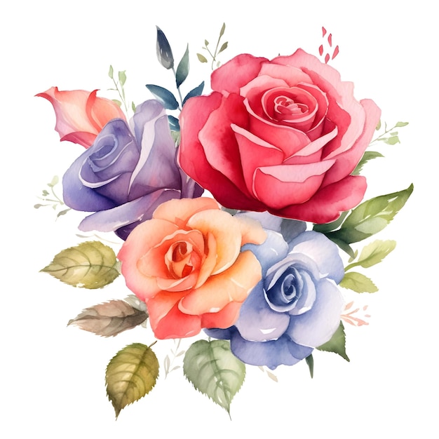 Schöne florale Aquarell-Bouquet-Illustration von Rosenblüten