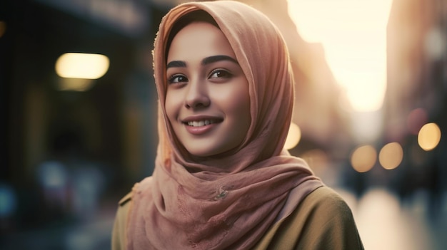 Schöne Frau auf einem verschwommenen Hintergrund des Marktes selektiver Fokusmodell