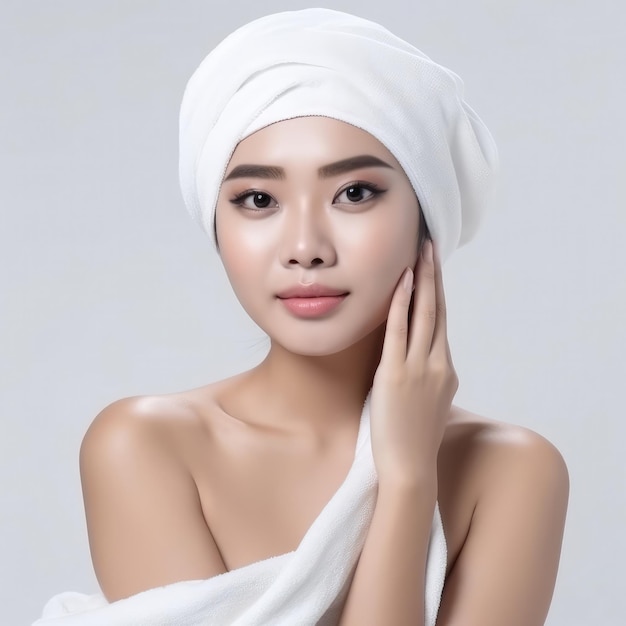 Schöne Frau Hautpflege Gesichtscreme Studioaufnahme Hintergrund isoliert