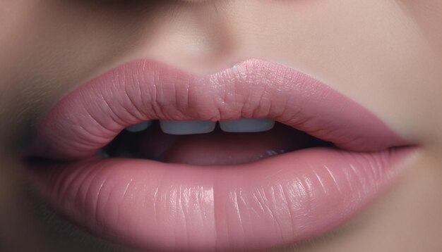 Foto schöne frau mit rosa lippenstift strahlt sinnlichkeit und eleganz aus, die durch künstliche intelligenz erzeugt werden