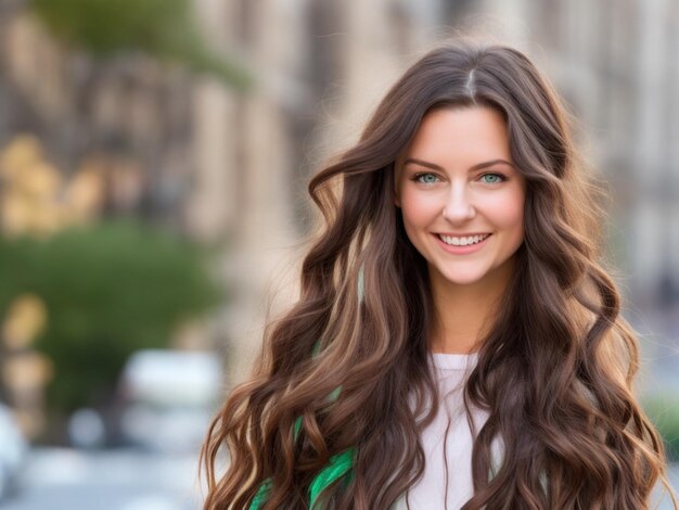 Schöne Frau mit schwarzen Haaren und blauen Augen