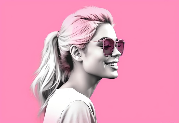 Schöne Frauen mit pinkfarbenem Mock-up-Design
