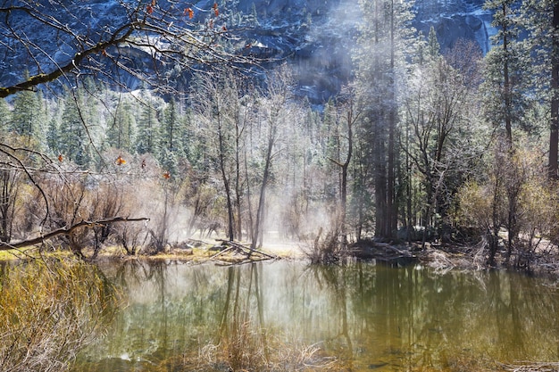 Schöne frühe Frühlingslandschaften im Yosemite-Nationalpark, Yosemite, USA