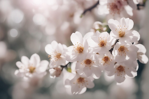 Schöne Frühlingsblumen und Blätter auf weißem Hintergrund mit negativem Raum, erzeugt von KI