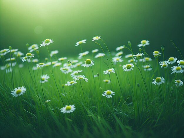 Schöne Gänseblümchen auf der grünen Wiese Natur im Hintergrund