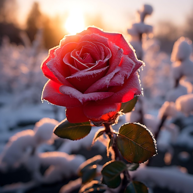 Schöne gefrorene Rose im Freien