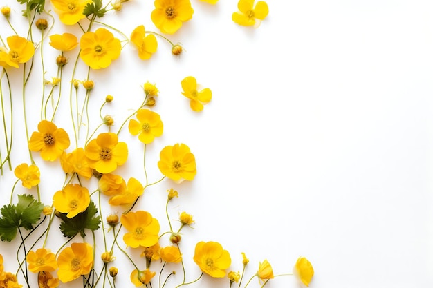 Foto schöne gelbe blumen auf weißem hintergrund