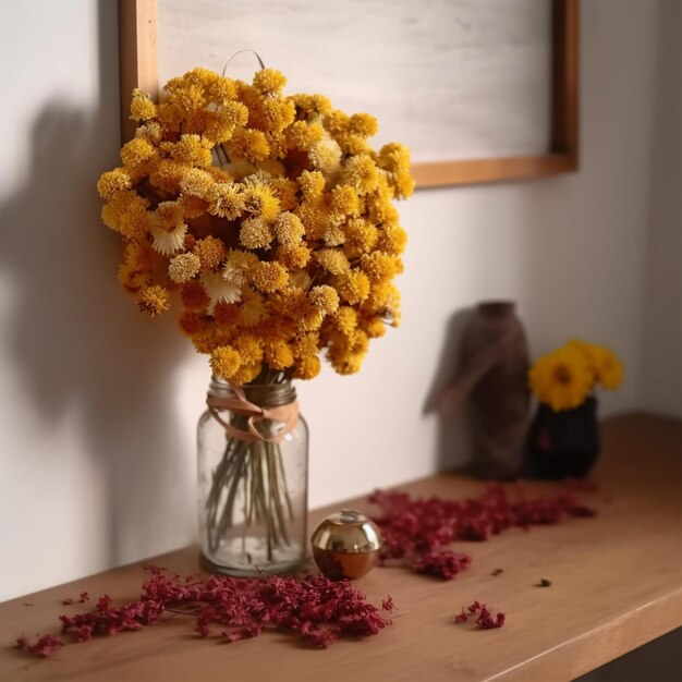 Schöne gelbe getrocknete Blumen