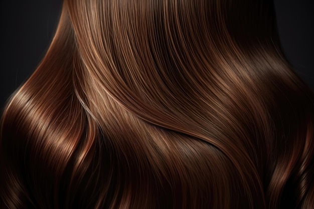 Schöne, gesunde, glänzende Haarstruktur mit hervorgehobenen goldenen Streifen AI Generation