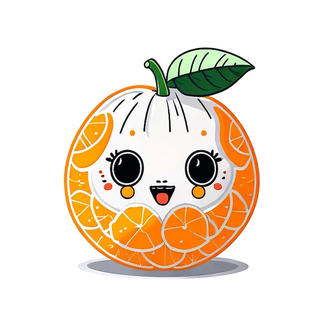 Schöne, glückliche Kawaii-Stil orangefarbene Illustration mit einem isolierten weißen Hintergrund