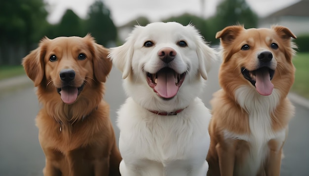 Foto schöne gruppe glücklicher hunde