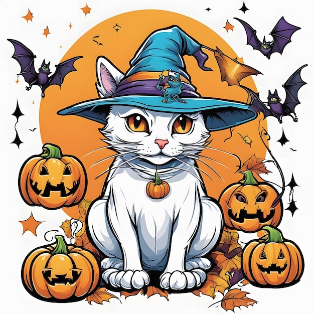 Schöne Halloween-Katzen-Sublimations-Design