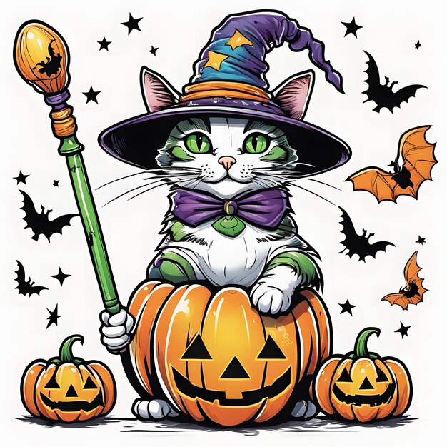 Schöne Halloween-Katzen-Sublimations-Design