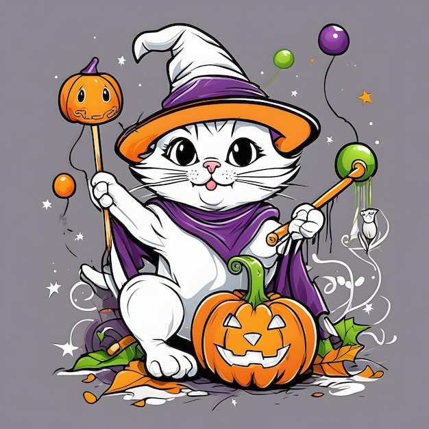 Foto schöne halloween-katzen-t-shirt-design