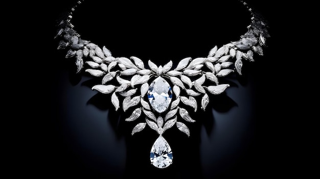 Schöne Halskette mit Diamanten auf schwarzem Hintergrund