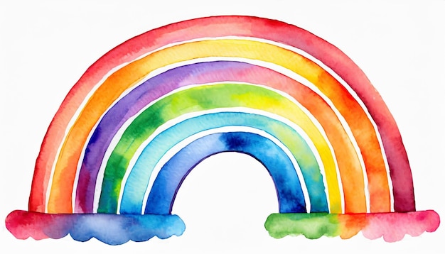 Schöne handgemalte Regenbogen-Illustration auf weißem Hintergrund