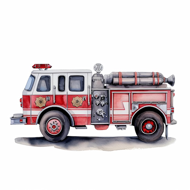 Schöne handgezeichnete Aquarelle Feuerwehr Notfalldienst Kinder Poster Wandkunst