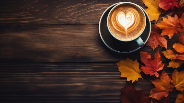 Schöne heiße Tasse Kaffee auf einem Tisch mit von der KI generiertem Kopierraum