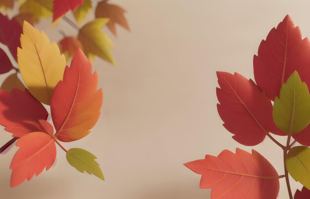 Schöne Herbstblätter im pastellfarbenen Hintergrund