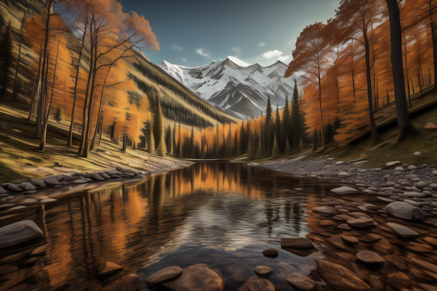 Schöne Herbstlandschaft mit Bergsee und Wald