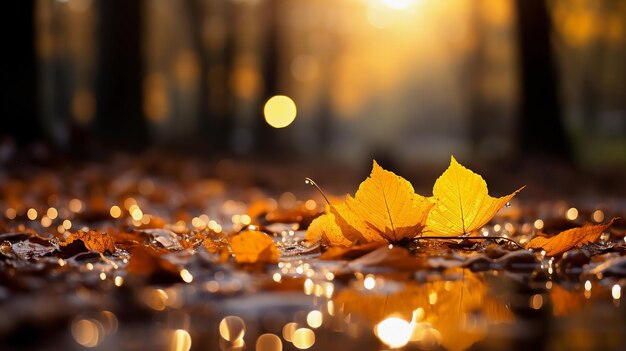 Schöne Herbstzeit in einem Stadtpark mit gefallenen gelben Blättern