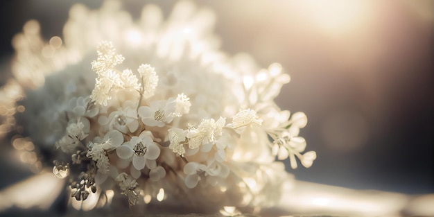 Schöne Hochzeit weißer Blumenstrauß Banner AI generiert