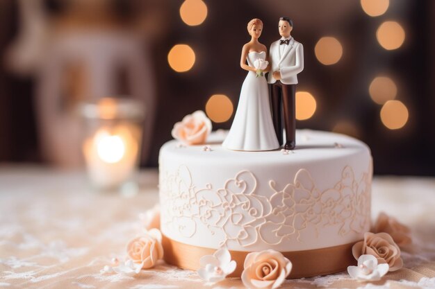 Schöne Hochzeitskuche auf Bokeh-Hintergrund