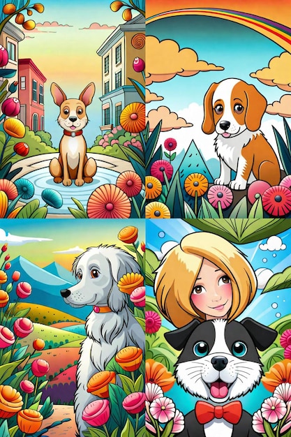 Schöne Hunde-Illustrations-Farbbuch für Kinder