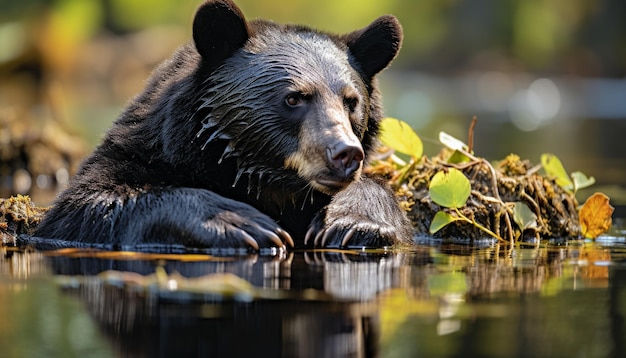 Foto schöne hunde in der wildnis, die in die kamera schauen, umgeben von der von ki erzeugten natur