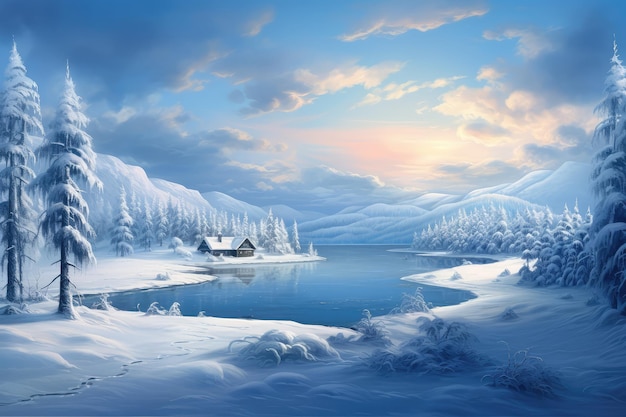 Foto schöne illustration einer winterlandschaft