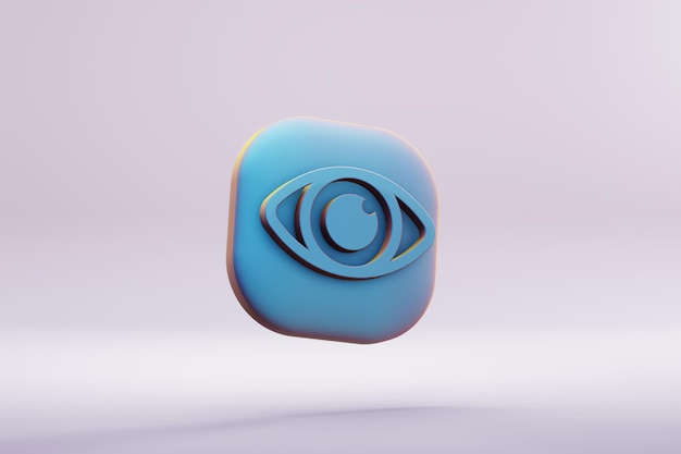 Schöne Illustration gesundes blaues Augen-Symbol-Symbole auf einem leuchtend rosa Hintergrund 3D-Rendering krank