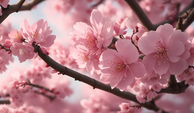 Schöne japanische Sakura-Blüte, Kirschblüte-Hintergrund, generative KI