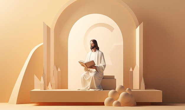 Schöne Jesus-Christus-Illustration Hintergrund Pastellfarben christliche illustrative digitale Kunst