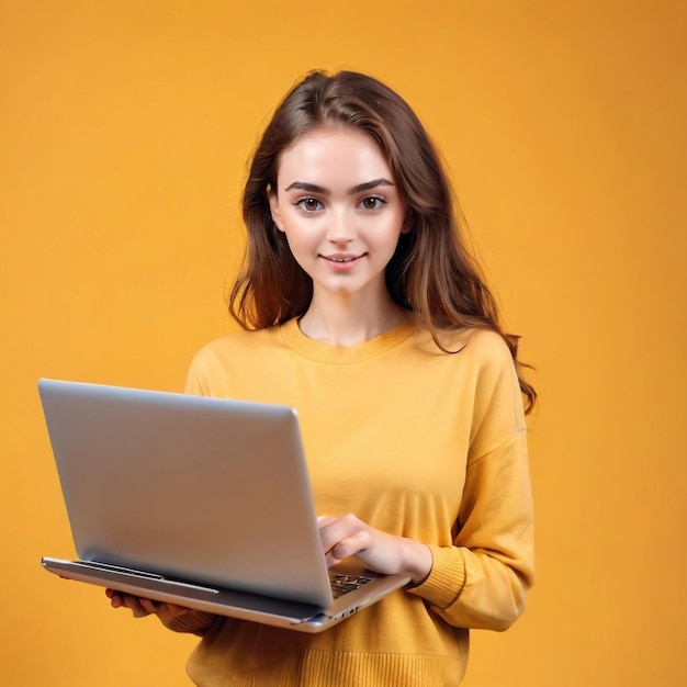 schöne junge Frau mit Laptop