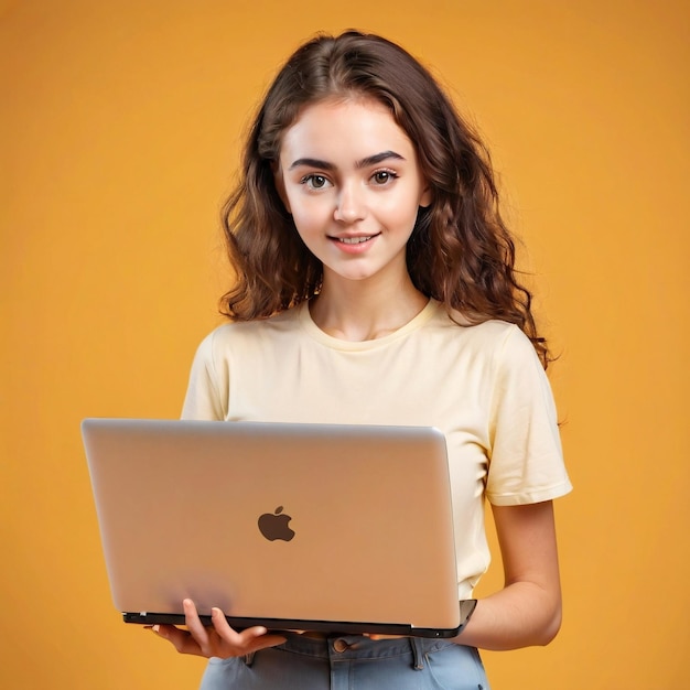 schöne junge Frau mit Laptop