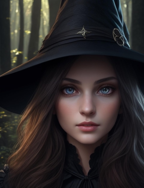 Schöne junge Hexenfrau für Halloween