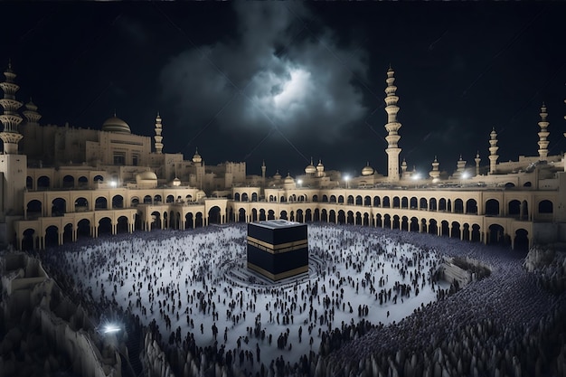 Schöne Kaaba-Hajj-Piglrimage in Mekka Umra Eid al-Adha Foto-Hintergrund-Illustration