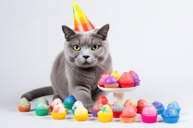 Schöne Katze feiert Geburtstag