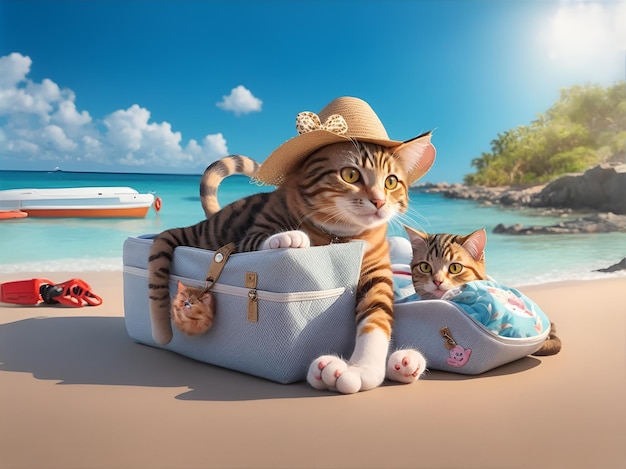 Schöne Katze im Urlaubsmodus