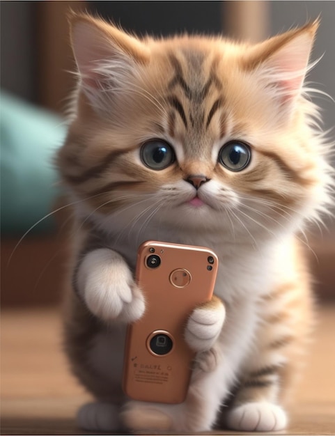 schöne Katze mit Handy