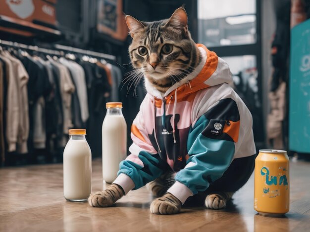 Foto schöne katze mit schönem hintergrund und kreativem ki-design