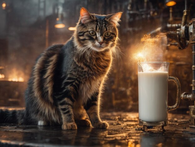 Foto schöne katze mit schönem hintergrund und kreativem ki-design