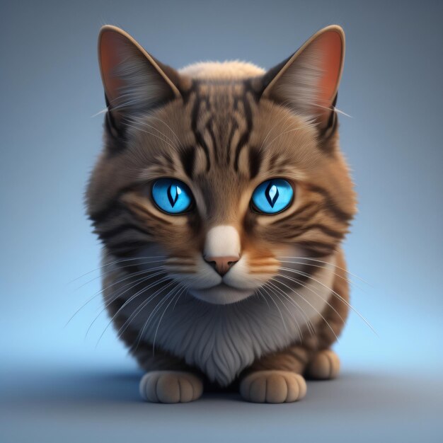Schöne Katze mit weichem blauen Hintergrund