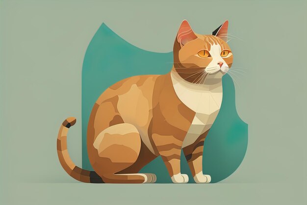 Schöne Katze sitzt auf dem Boden Vektor-Illustration im Retrostil ai generative.