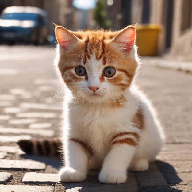 Schöne Katze spielt auf der Straße