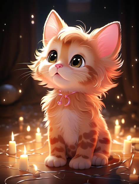 schöne Katzen-Cartoon-Illustration HD 8K Tapete Fotografisches Bild